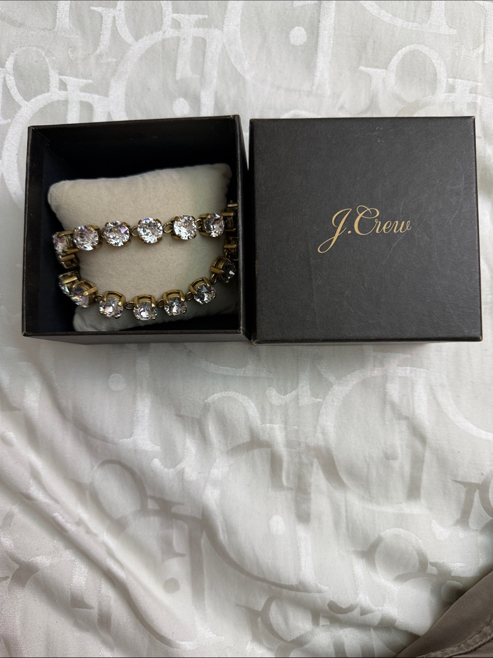 J. Crew Clear Crystal Necklace with Gold-Tone Settings - Picture 3 of 3